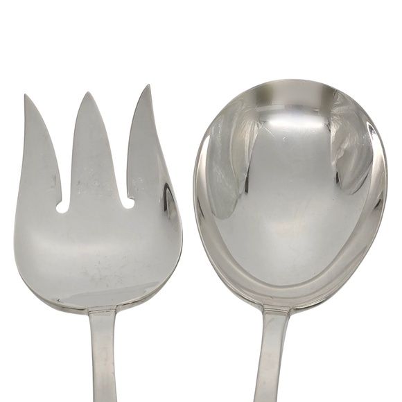 Gorham Gold Tip Sterling Silver Salad Serving Fork & Spoon Set #18802 - Picture 5 of 10